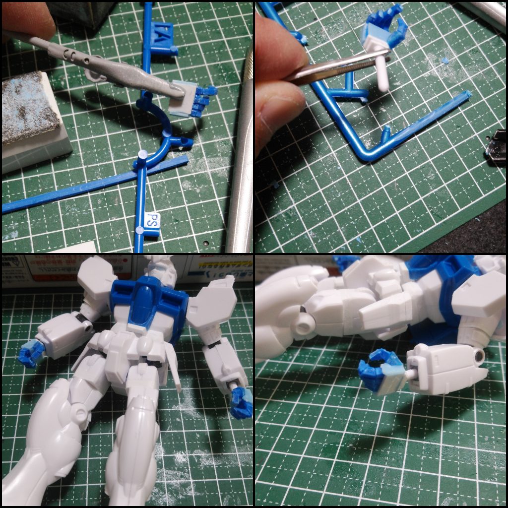 手首もランナーで自作旧キットだからこそこんな作りのあまいものでイケるのさ！