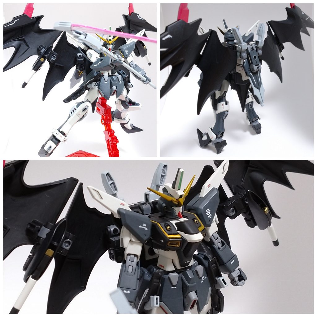 ジャスティスの武装(フォルティスビーム砲)は両翼に設置。本来の設置場所には、デスサイズのハイパージャマー散布口を取り付けました。