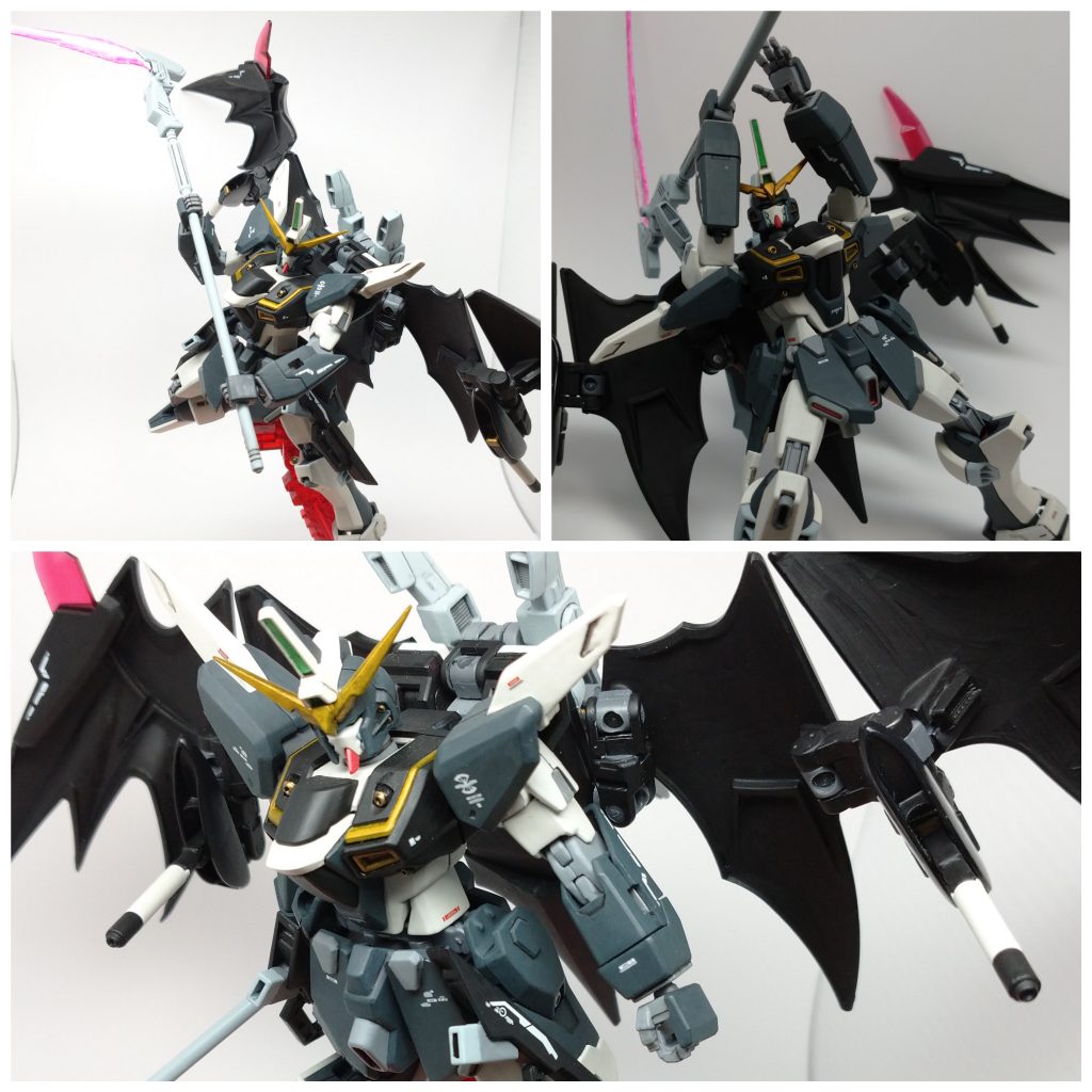 本体が∞ジャスティスなので割りと自由に動かすことでしたが出来ました。ビームサイズは、デスサイズの物にラヴファントムの先端を組み合わせてC.E.の世界観という事で、ビームサイズのビーム色をピンクへ。
