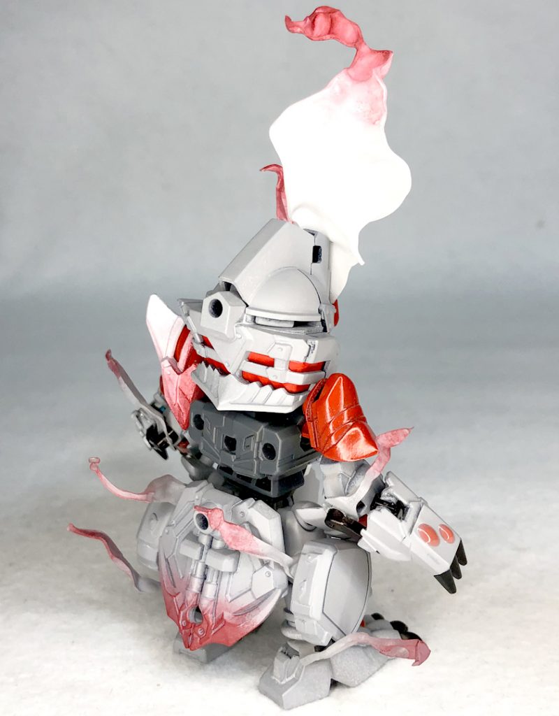 バックショット頭が長いでしょ〜wそれとゾロアークイメージで関節部分より細い毛を模した自作プラパーツを伸ばしました