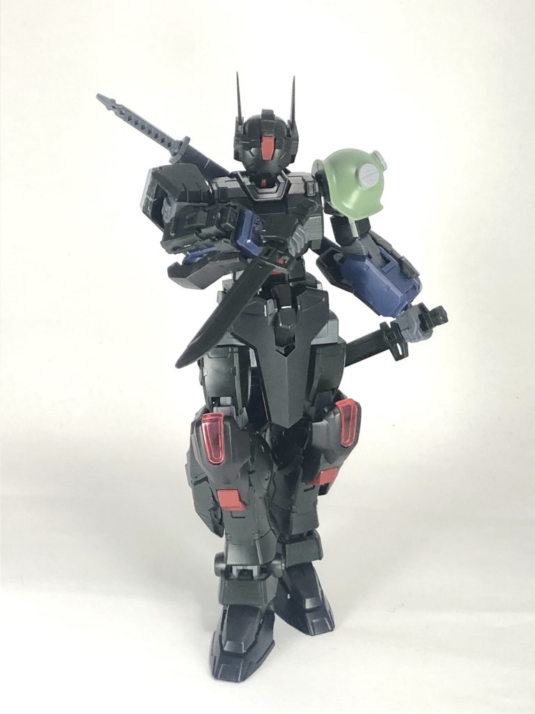 塗装前の状態。こうしてみると、ほぼブラックライダーのままですね。使用キットは、HG ブラックライダー、HG ペイルライダーDⅡ、HG G-エルス、佐助デルタガンダム、HGシュバルツリッター、FGザクⅡ等。