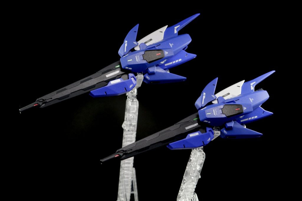 ▲アクセルビット下2つは単なるブースターではなくビットとしても活用できるようになっています。本来バレル部分のパーツがスタビライザーと射撃との1つ2役です。テルティウムアームズのライフルのバレル部分がまさかの3mm穴対応だったのが衝撃!