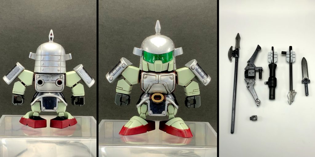 ●作品一覧ハルバードは持ち手を延長しました。ポリキャップは弓と本体背中の接続に使用。