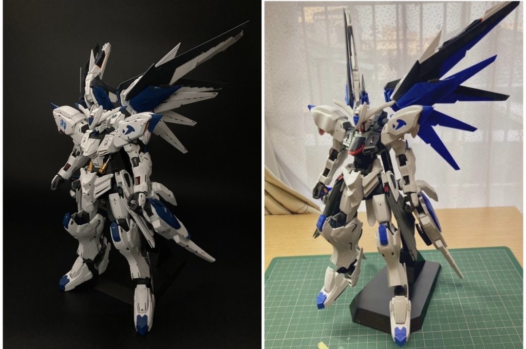 はじめに完成後と塗装前のビフォーアフターです。左側が完成後、右側が塗装前になります。