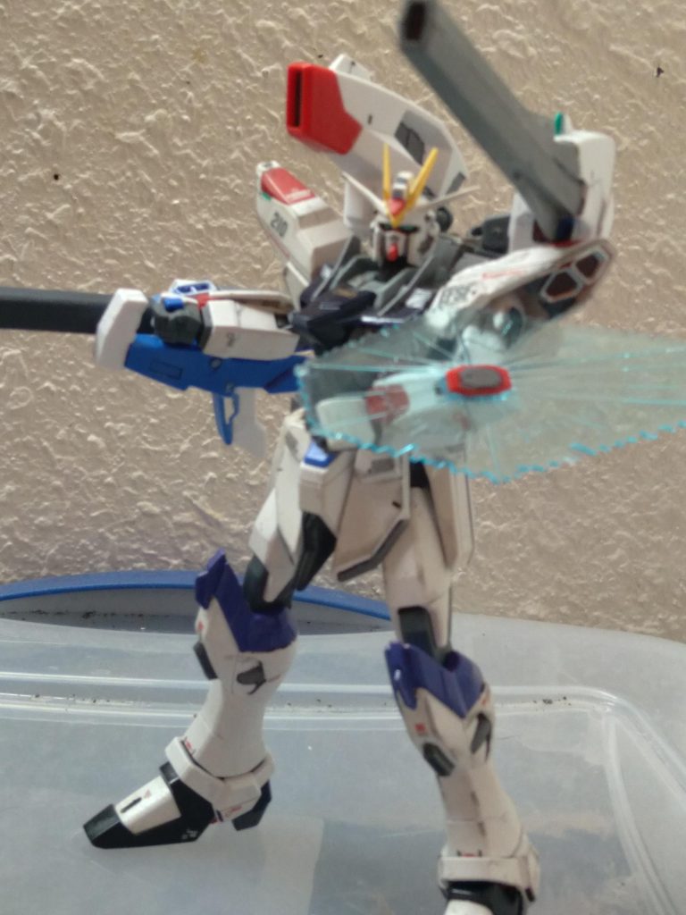 The arm gauntlets were leftover on the perfect strike freedom. I decided to use them here. So the beam shield can be deployed. There's also some spare astrea type f beam saber handles glued. So beam sabers can be emitted from the arm