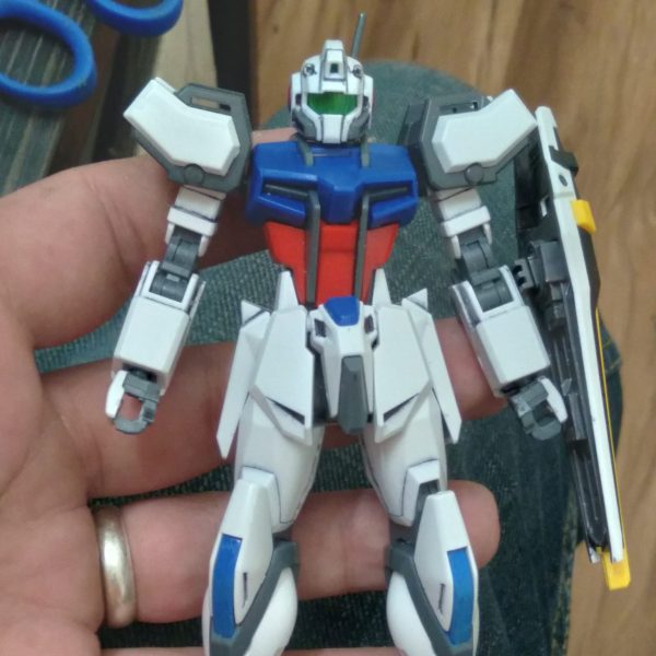 I had this idea of making a mass produced strike variant for my seed story. The head is from the powered gm. Not sure where I want to go with this but it's definitely going to use the jet striker pack （1枚目）