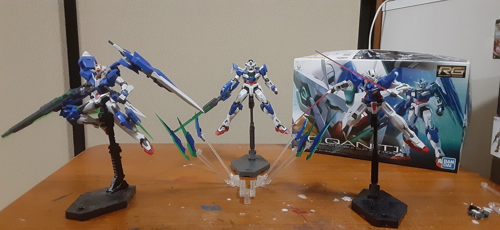 いつの間にか刹那の機体揃ってました00ライザーはそのうちにHG買おうかと、セブンソードめちゃカッコいいのでオススメですよ❗