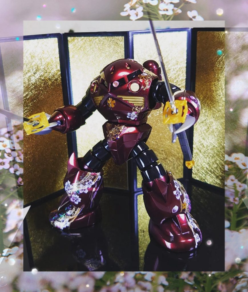 刀を持たせて日本流に。