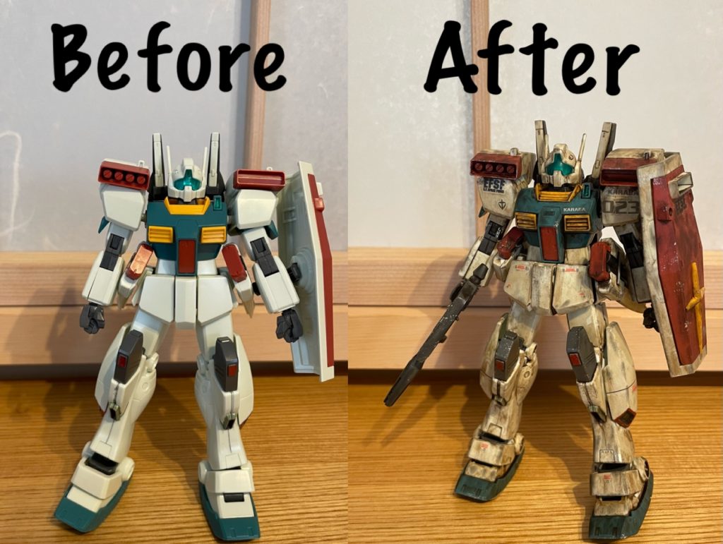 素組みとのビフォーアフター！かなり汚しました😄