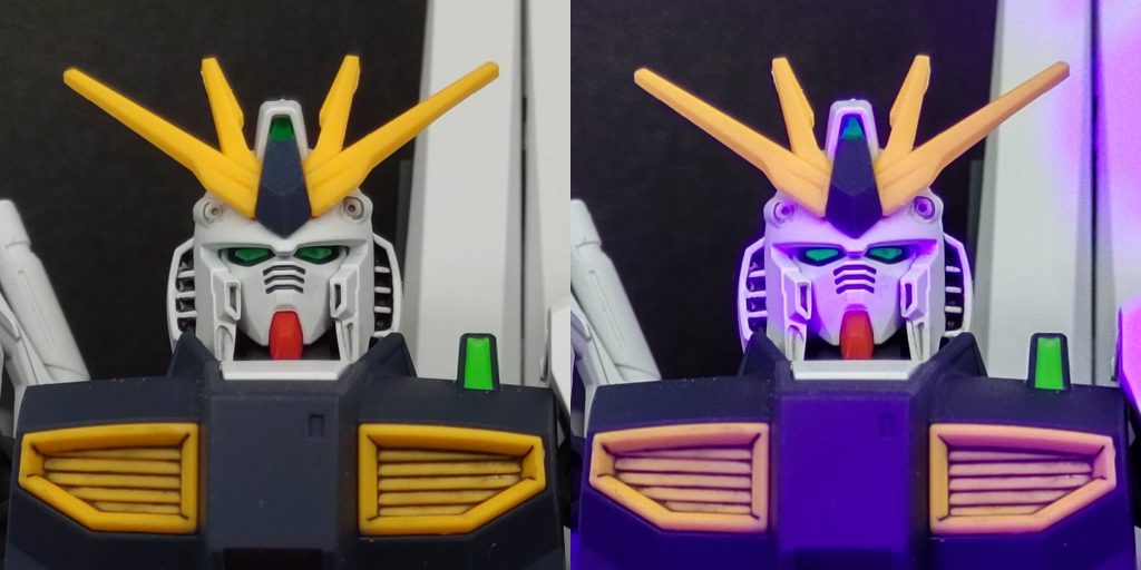 蛍光塗料で目を光るようにするのも、目だけ別パーツなので楽でした(笑)