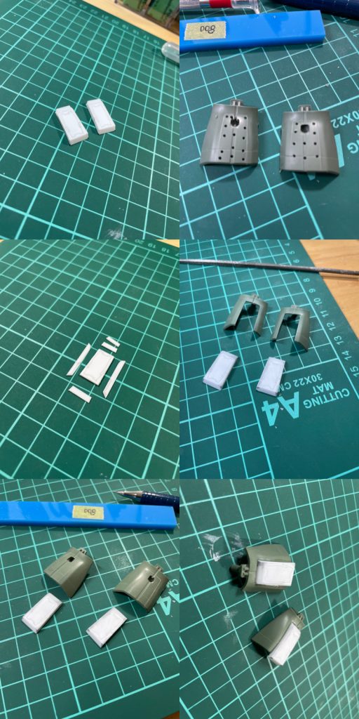 サイドスカートプラ板でパーツ作成切り抜き+接着