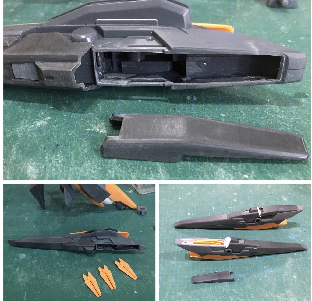 格納庫は、思い切ってズバッと切断して作製。