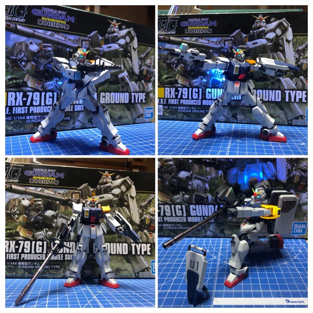 マシンガン、ビームライフル、180mmキャノンと充実の武装。コンテナ背負うと直立は難しくなっちゃいますね。