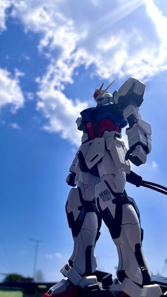 ストライク本体のみの空をバックに撮影。