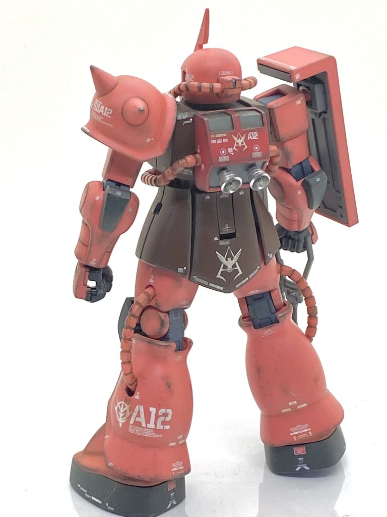 塗装箇所とカラーレシピマシンガン前部、シールド裏、首周辺等のメカ部→(クレオス)ニュートラルグレー手→(クレオス)旧ガンダムカラーグレー７バーニア→(クレオス)メッキシルバーNEXT 