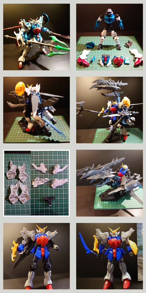 製作過程です。旧キットのプロポーションと可動改善のためにポルタノヴァをベースとして、シェンロンをパーフェクトストライク化するイメージから始めました。加工面では、ブーツを着脱式にするため内側から4本のランナーを接着してピンを掴めるようにした箇所が一番の工夫ポイントです^^合わせ目消しの難度が高い箇所も多かったですが、目立つ脚は何とか対応できました…デカールも初でしたが、、手間は増えるものの手軽に満足度向上できて良いですね。今後も活用したいと思いました😄