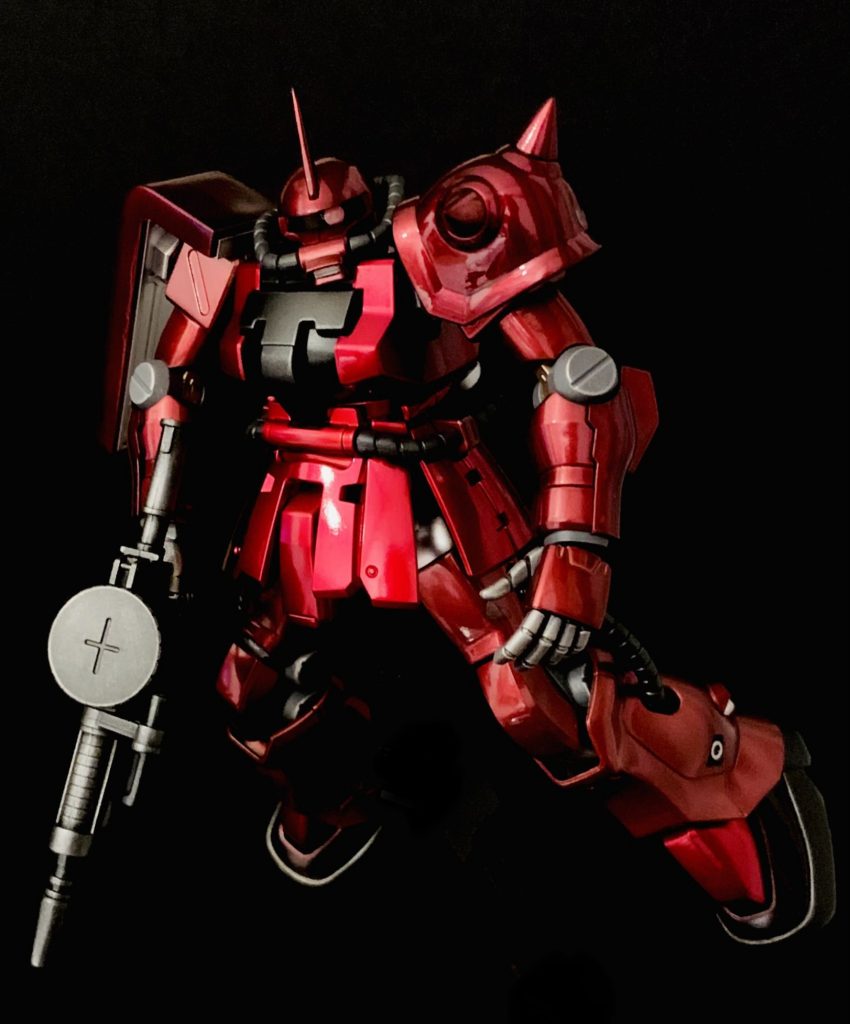 SDザクでキャンディ塗装の練習をした甲斐もあって、オリジンのようなギラギラした赤い彗星が出来て満足しています。