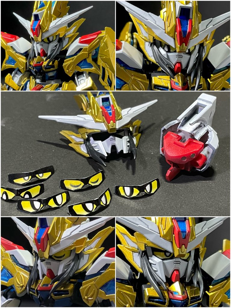 今回もインクジェットプリンタ対応のマグネットシート&シールで差し替えの瞳を作成しました。差し替えには頭部を分解する必要があるのですが、合わせ目消しのためパーツの分割位置を変更しており、そのおかげで頭が分解しやすくなってます。