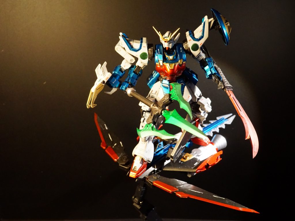 5:飛行・近接戦闘形態フォースシルエット風カラーのフライトユニットで、高速接近戦をイメージしました🛩️ジャスティスのようにも、乗れます(支え無しで)😄