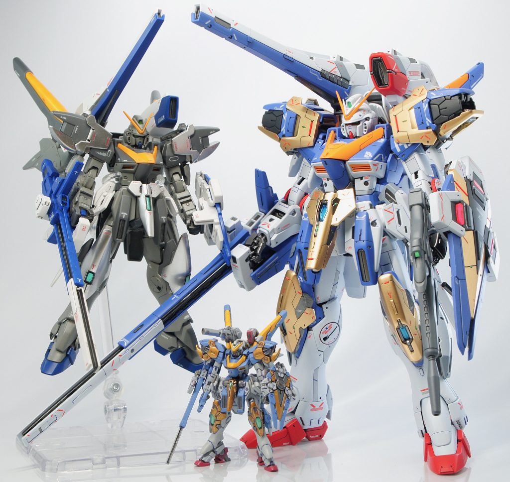 MG、HG、アーティファクトのV2アサルトバスターが揃っての家族写真。以上、ありがとうございました〜!