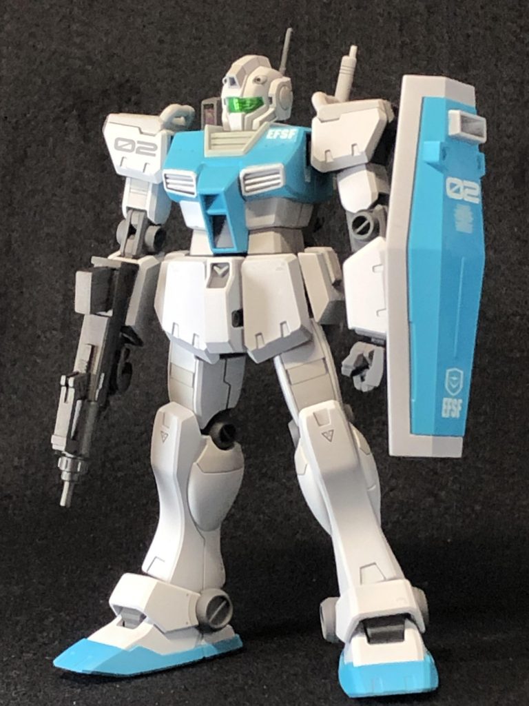 フンドシ部分のアポジモーター的な物も一旦削り取って市販パーツに置き換えていますブルーのカラーリングは適当に混ぜた物なので不明です 笑ガイアカラーのニュートラルグレーの1、2、4、5とクレオスのニュートラルグレーを使って色分けしています