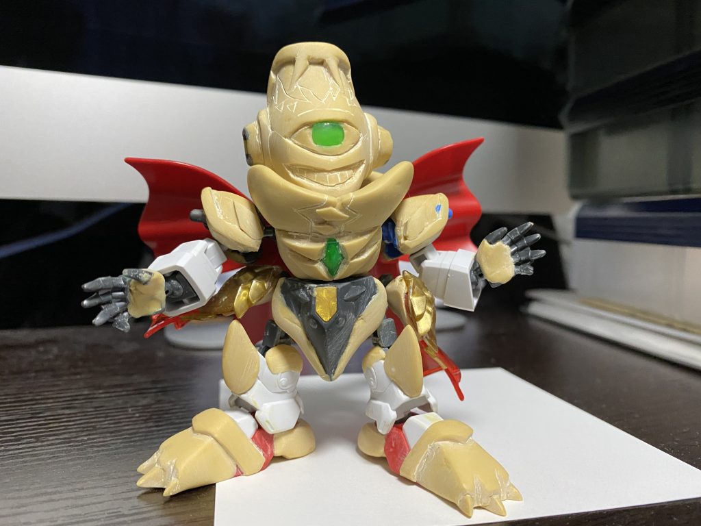 ②胴・腕・腰・足マフラー状の部分はパテ。設定画通りなら黒一色になるのですが、味気なく感じたので、ラベンダーで塗装。アクセントとして縁取りしたり、飾りつけを足したりしています。