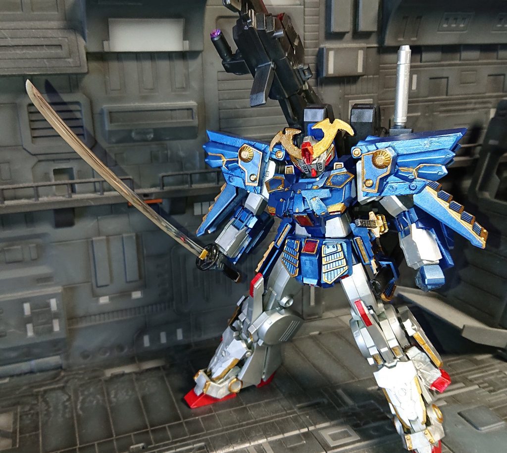 刀は食玩の武(もののふ)シリーズより国重 柄は太すぎて持てないのでプラ板で作成 刃は金属