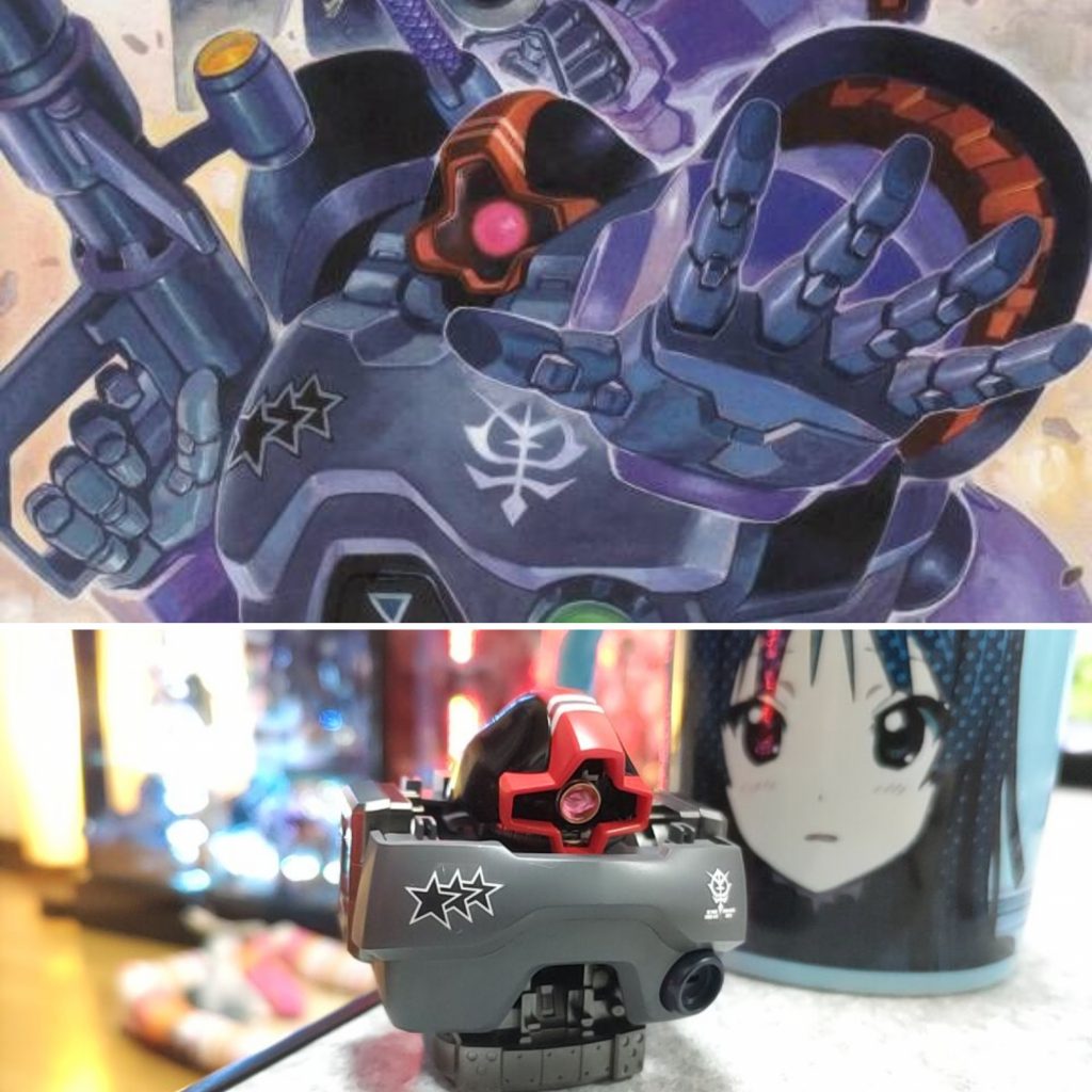 全身が写っている写真だと分かりづらいですが、黒い三連星仕様です。ORIGINの漫画版のマーキングを参考にしてます。