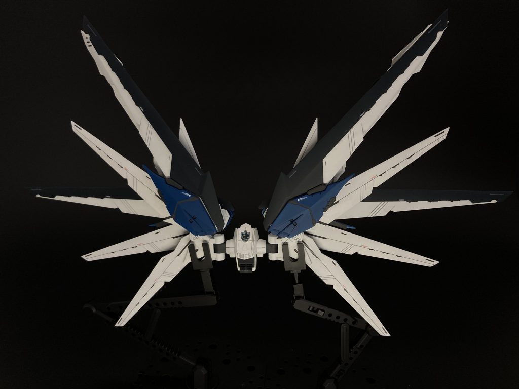 バックパックには元々フリーダムの型式番号が彫られていた箇所にパテで埋めてファリド家の勲章を貼り付けています。