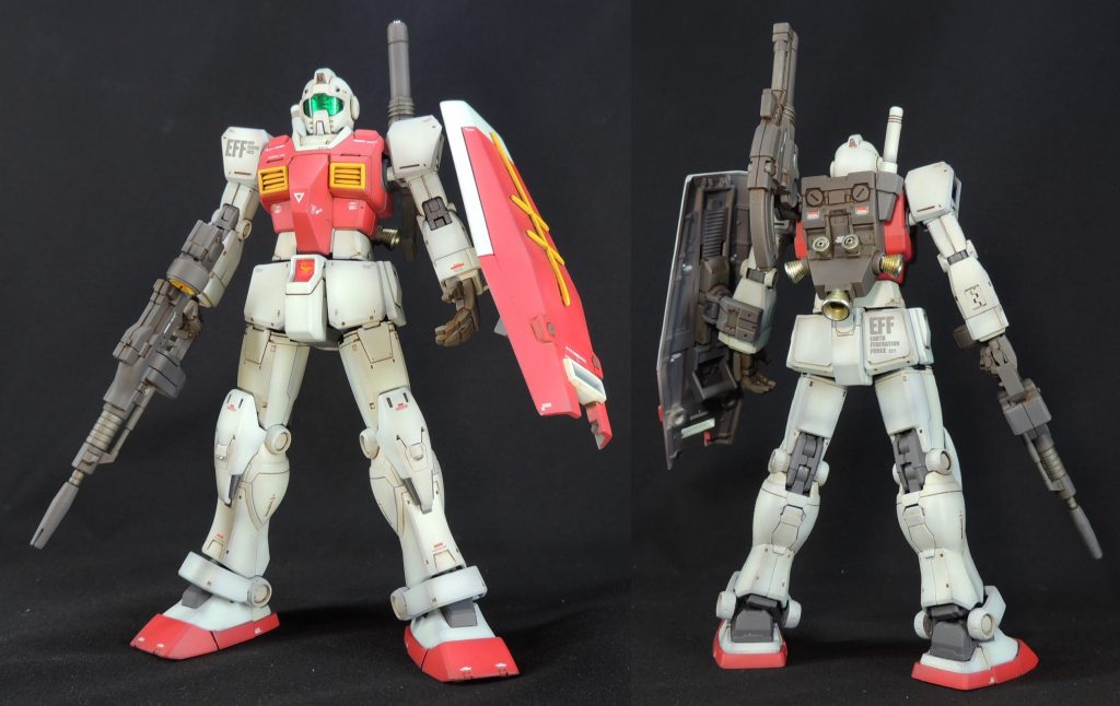 1/144ジム・ガードカスタムの頭部とガンダムの胴体・四肢を使用したミキシングビルドです。