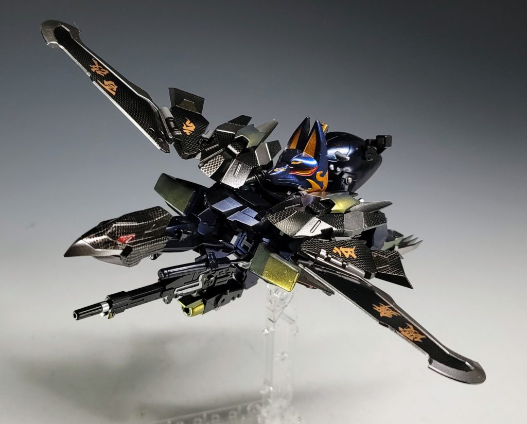 百鬼忍法霞舞!デルタプラスの変形機構そのままにプラアクトのパーツで鳥のシルエットにしました。やはり忍者といえばカラス🥷