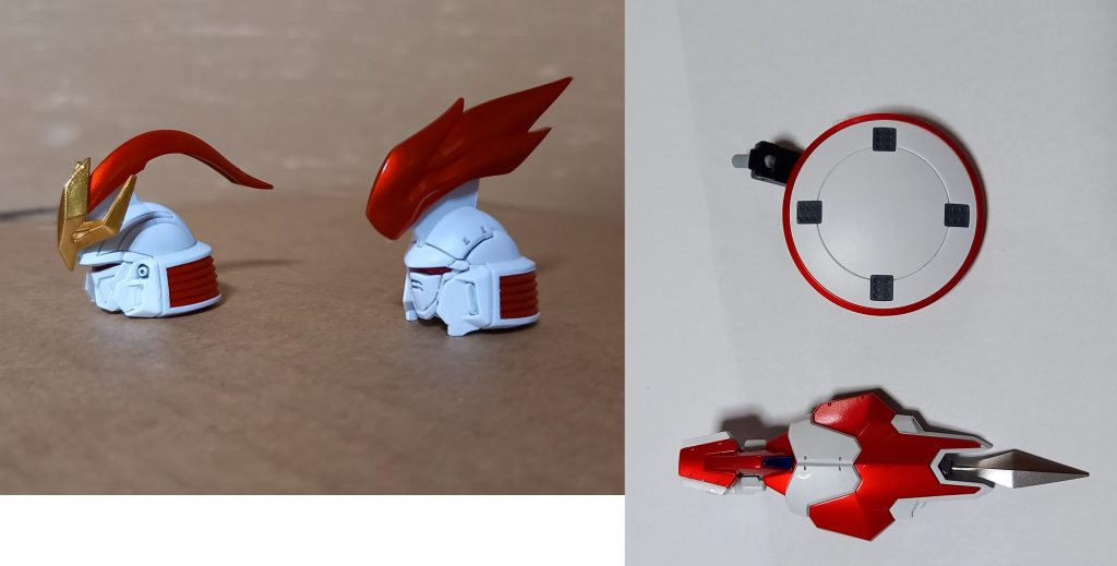 頭部とシールドはIIIとFそれぞれ用意してます。なおIIIのシールドのヒートロッドは先端のみ取り付けています。またIIIの頭部は当初アンテナの延長も試しましたがポロリ多発で泣く泣くあきらめています。結果的にはこれでちょうど良かったかなと…。