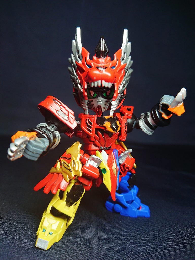 今回の戦隊ロボSD化は、ゲキレンジャーからゲキトージャとリンライオンとの強化、ゲキリントージャです。赤流火穏からキングダムワールドに転生…というか、気づけばそこは別の世界でした。