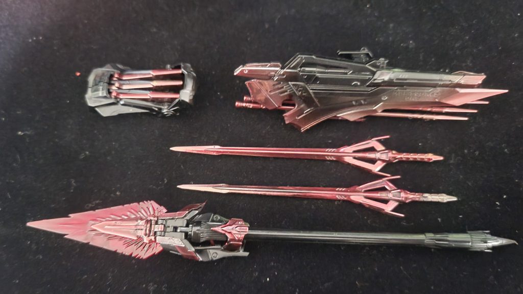 武装も一通り全部塗装しています。武器を持たせるイメージはなかったのでやるだけやった感じですが