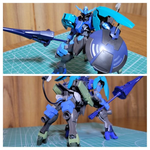 ヴィダールタウロスこの作品はガンプラ制作を始めた2021年の秋頃に作った物で部屋の片隅に置いてあったのでストーリーに上げてみました😅ガンプラ制作を始めたタイミングが悪く、店頭にガンプラがほとんど残って無い状態でした😱唯一少量残っていたのが鉄血シリーズで、アニメを見た事が無かったので見てみると凄くハマりました🤤早速店頭に残っている鉄血シリーズを探して買い集めて作りました✌️ふと何かこのガンプラ達でミキシング出来ないかなぁ〜と思い閃いた💡のが、ケンタウロスにすればカッコイイかも🤩でした……早速バラして試行錯誤して落ち着いたのがサムネのヴィダールタウロスです😅写真1上からと、後ろからの写真写真2サムネのミキシングに辿り着くまでに途中で考えたミキシング写真です😨そして今年バルバタウロスが発売されました😱この作品を仕上げるのはまだ考えていませんが、いづれ理想のミキシングになった作品に完成させたいと思います🤩それまでは少し封印です😣長い文章にお付き合い下さり有難うございました🤗（2枚目）