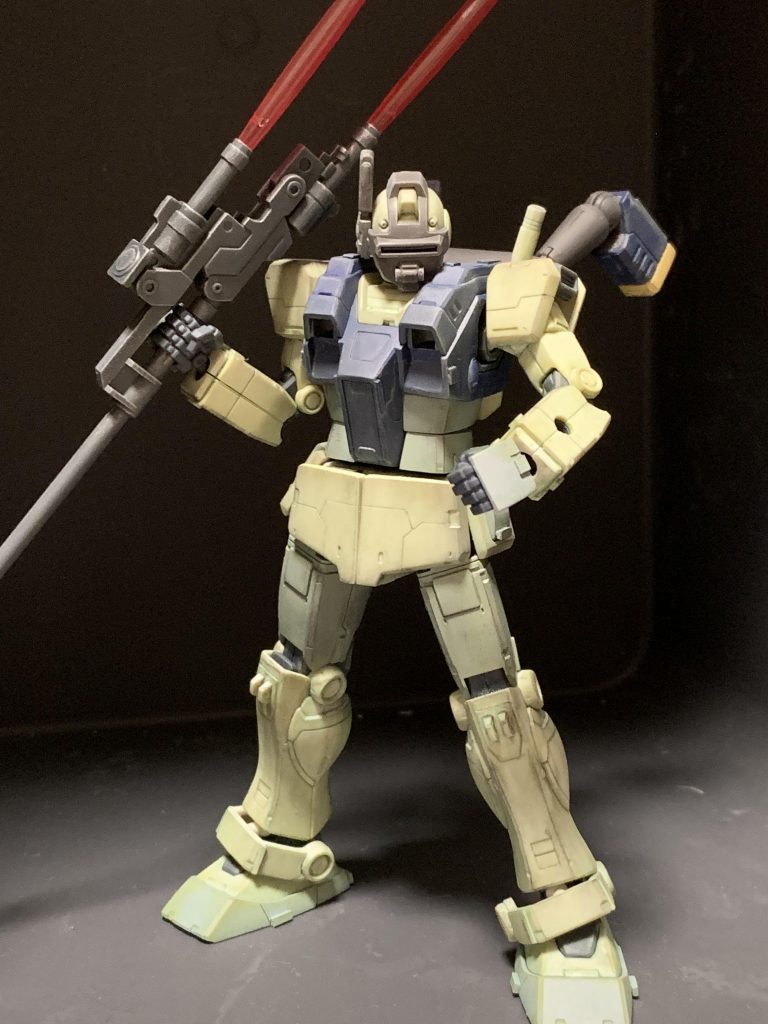 腕パーツと、腰、スネパーツは成形色にフィルタリングをかけて、その後全体にウェザリングでまとめてました！　このキット作ってて楽しかったです！