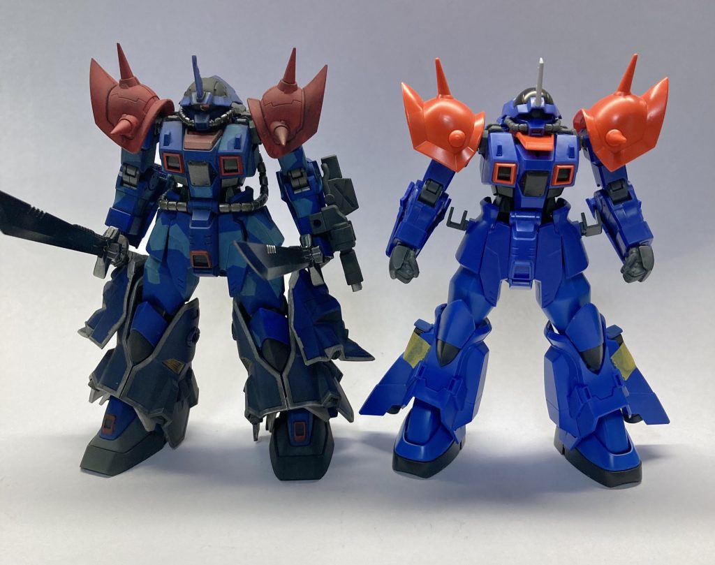 ここからは比較です。普通のイフ改がないので改造途中のイフ改で代行します。今回制作したものはショルダーアーマーが小さくなりましたが、Gフレーム基準なのでパーツの先端が尖っているので見た目は良好です。頭部は大きくなりましたがそこまで気にはならないかと。、