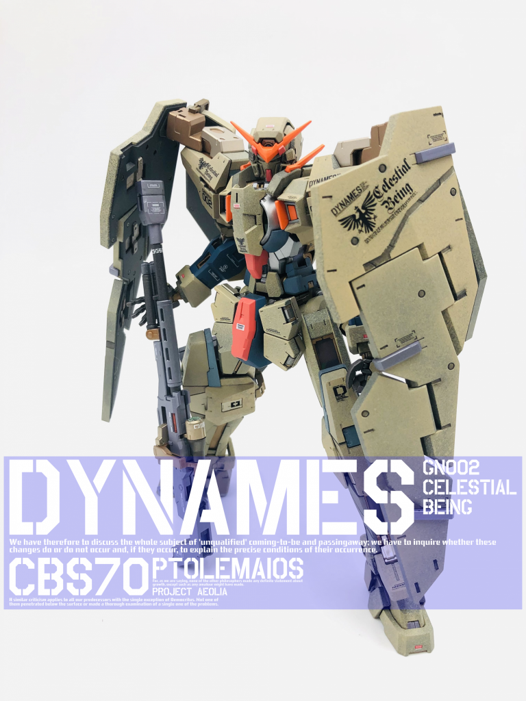 ライフルなどは、複数の金属色を調色して塗り分けをしています。また、元々のデザインで赤や黄色になっている箇所は、そのまま差し色として残しています。デカールは、自作のオリジナルと市販のものをミックスして使用しています。