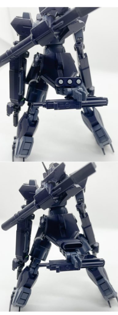 スラスター兼三連装ミサイルポット通常はスラスターとして使用される武装。180°回転させる事によりミサイルポットとして使用可能になる。設定箇所が背面のため使用用途はミサイルベイと同じだが、こちらは追尾機能のあるミサイルのため高い命中率を持つ。