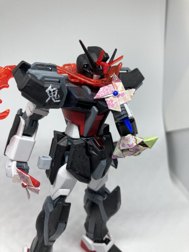 風車の弥七風に。塗装はガンダムマーカーで塗りました。鬼の部分はマスキングをして塗りました。