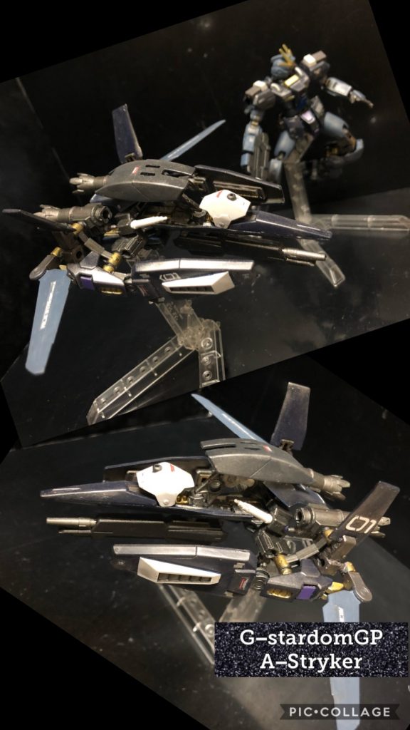 ・A装備(Attacker style)『A−ストライカー』oyz「先ずは“A−ストライカー”です!」くろいの 「おお...!」oyz「こちらの”A“はAttacker(攻撃)のAで、GスターダムGPに、主に高機動性を付加するバックパックになります。」くろいの 「軽量で機動性があるんだね。」oyz「そうです!では早速、合体させてみましょう!....いくぞ!レッツ!コンバイン!!」くろいの 「え?何その掛け声?」