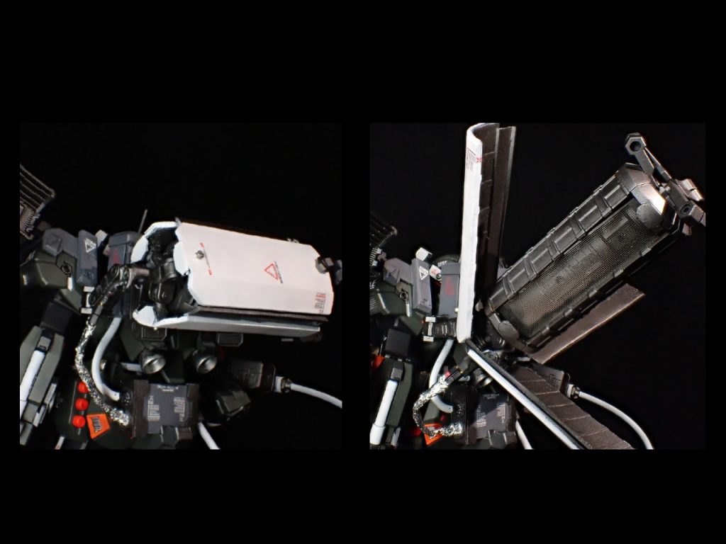 背後の大型ジェネレータ。かなり色んなギミックを詰め込んでおり個人的にお気に入りの出来。ハッチ部分の制作はかなり苦戦した。