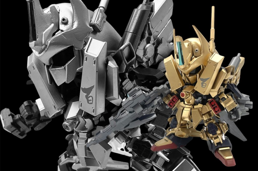 以上、デルタプラスをベースにしたSDビルドフルアーマー百式改でした。GWに着手しGWに完成。機体もゴールデン。思い付きで作り始めましたが上手くまとまったと思います!ご清聴ありがとうございました!