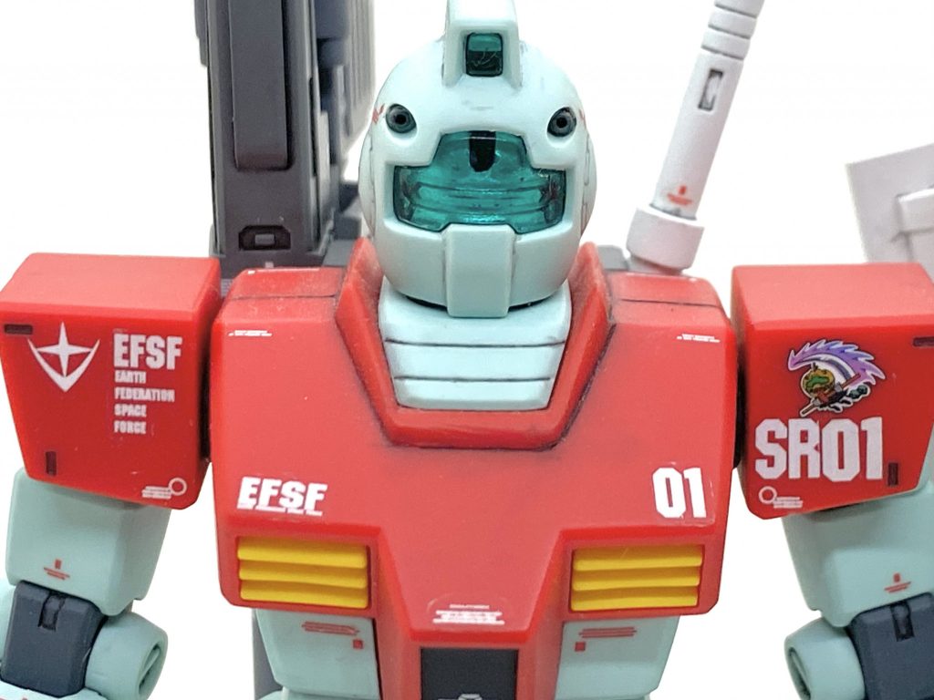 デカールはガンダムデカールのDX01 機動戦士ガンダム 地球連邦軍MS・ジオン軍MS用やHGユニコーンガンダム用をメインに市販のデカールを総動員して今回もカトキ風を目指しました。
