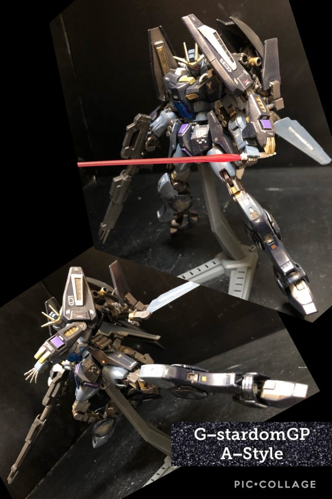 oyz「完成!”GスターダムGP A装備“です!」くろいの「攻守共にバランス良さそうだね!」oyz「そうです!装備はビームサーベル2基、ビームライフル用ロングレンジバレル、炸裂手榴弾6基、フレキシブルアームシールド2基です。ぶっちゃけフォースインパルスっぽいです!」くろいの 「あー、そうだね。」oyz「メインのスタンダード系の仕様をイメージしてますからね〜。」くろいの 「やっぱり可変するんでしょ?」oyz「もちろんです!よーしじゃあ早速いきますよ!チェーンジ!スターダム!」くろいの 「掛け声要らなくね?」