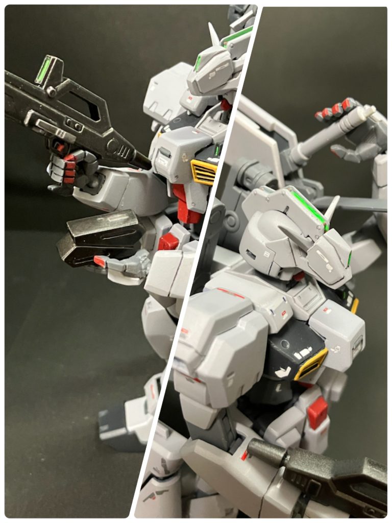 装備です。ライフルのパックはマグネットで交換可能。サーベルはステイメンと同じく背面ブースターに格納しています。