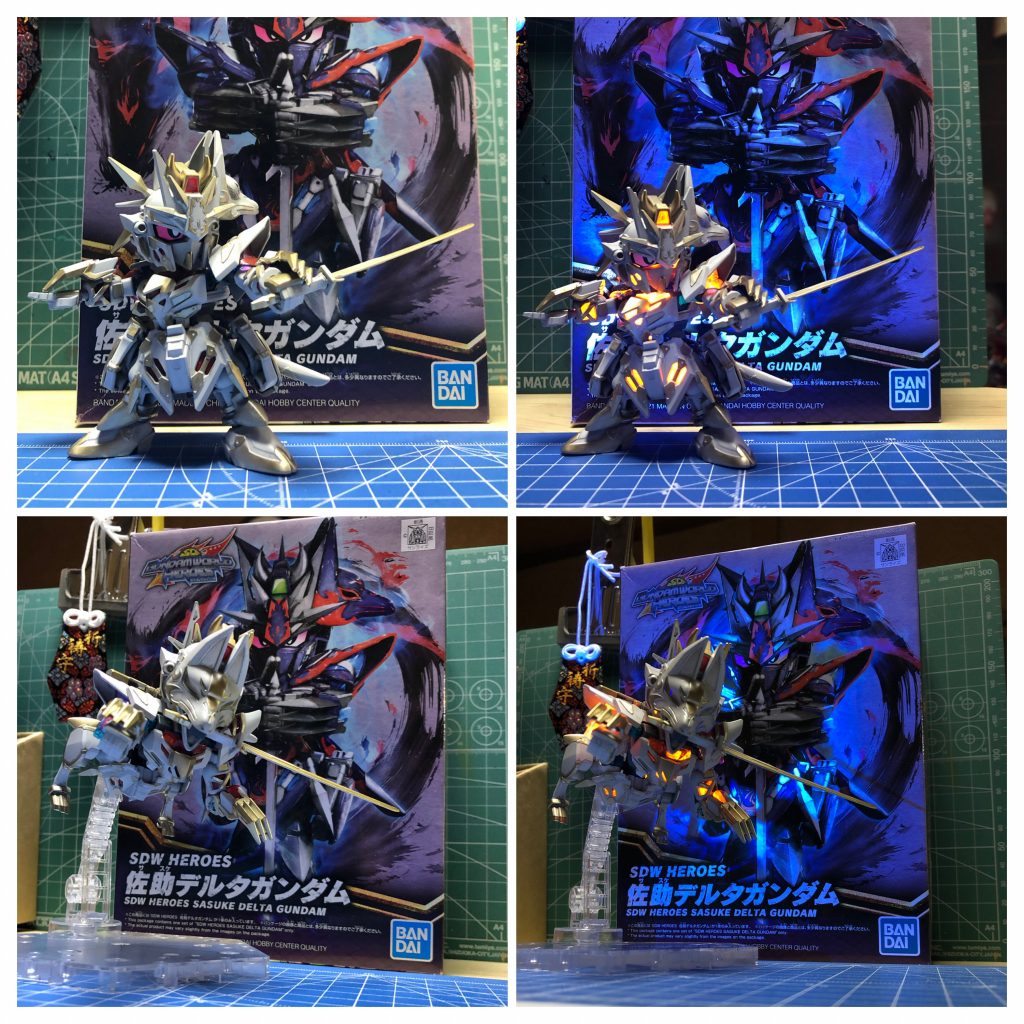 ロールアウト！スタイルが良いですね。変形は結構組み替えが多く大変ですが、カッコ良いと思います。クリアパーツを蛍光レッドで塗ってお稲荷さん感を出してます。