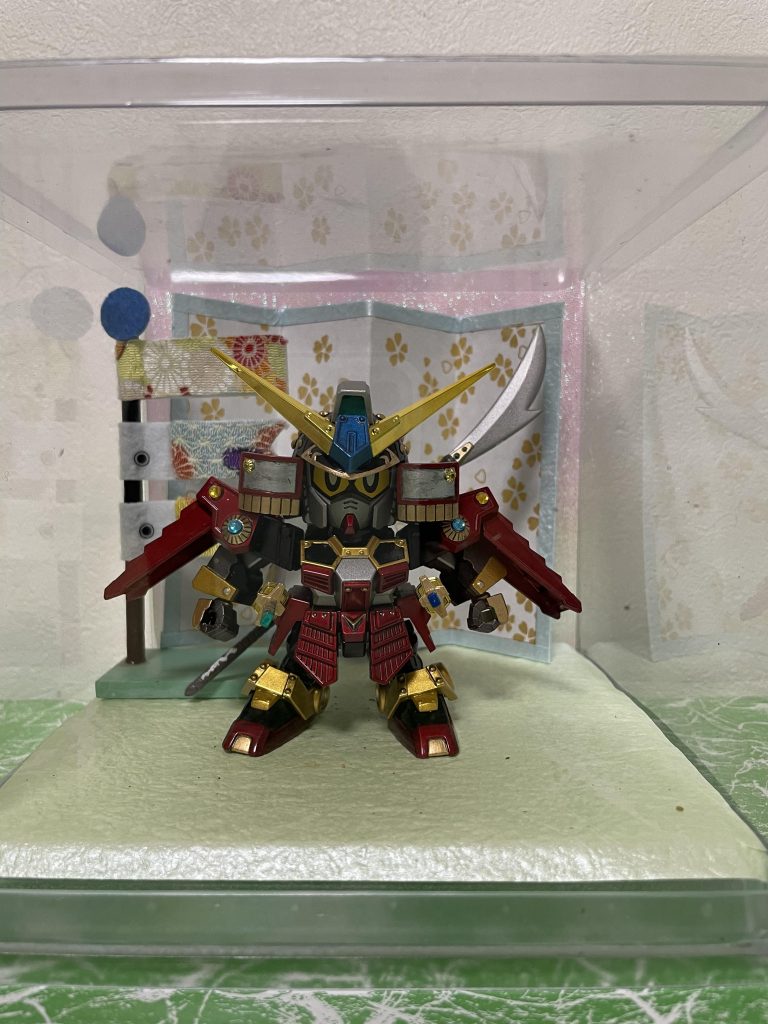 後ろの屏風など自作して鯉のぼりは100均の小物です。