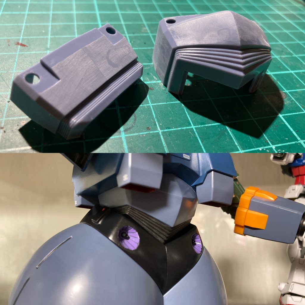 新しいチャレンジ①・ラインチゼル今までキサゲナイフでスジ彫りの彫り直ししてましたが、新たな道具としてクレオスのラインチゼルを導入してみました。で、初陣がこのジオングだったわけですが、このジャバラ部はスジの量が多く、普段は隠れている部分なので失敗しても精神的ダメージは少ない。まさしく練習にうってつけでした。