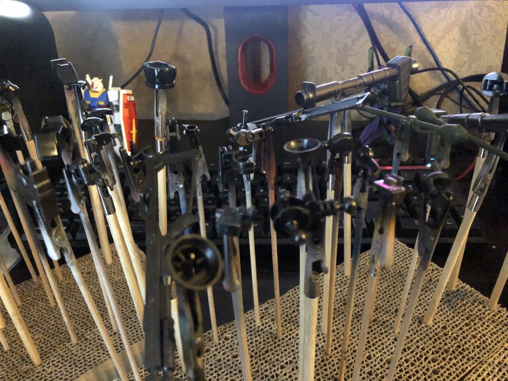 武器各種　シュトゥルムファウスト→クレオスダークグリーン　バズーカ&フレーム→ガイアフレームメタル　ショットガン&フレーム→黒鉄色